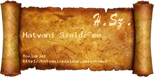 Hatvani Szalóme névjegykártya